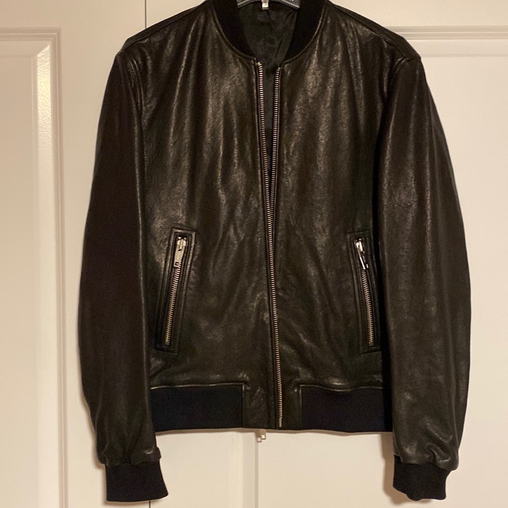 The Kooples Bomber Leather Jacket sz M